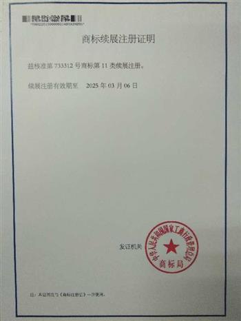 商标续展注册证明